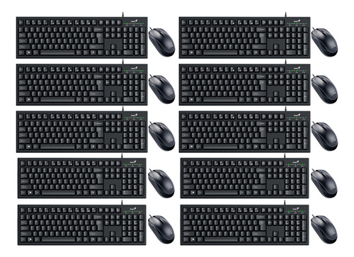 Teclado Y Mouse Genius X10 Unidades Usb Combo Pc Con Cable