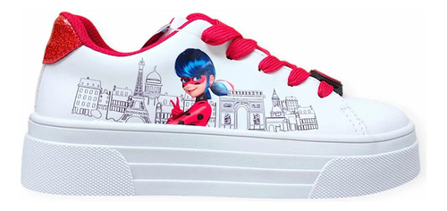 Tenis Para Niña Yuyin Miraculous Lady Bug Blanco Rojo Lb5020