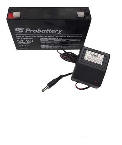 Bateria 6v 7ah + Cargador Plug Autitos Juguete Electricos