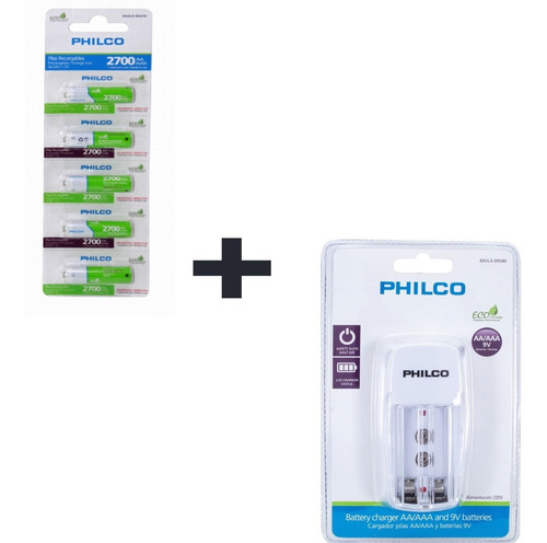 Kit Cargador De Pilas Y Ba + Pilas Aa Recargable,5 Unidades