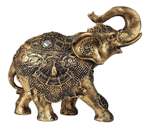 Estatueta Elefante Indiano Sorte E Sabedoria Em Resina 18cm