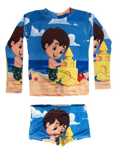 Roupa Banho Sunga Infantil Blusa Proteção Solar Uv50 2 Ao 6