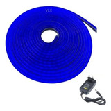 Fita Led Neon Azul Corte 2,5 Cm 5mt Alto Brilho C/fonte Tensão De Operação 12v 110v/220v