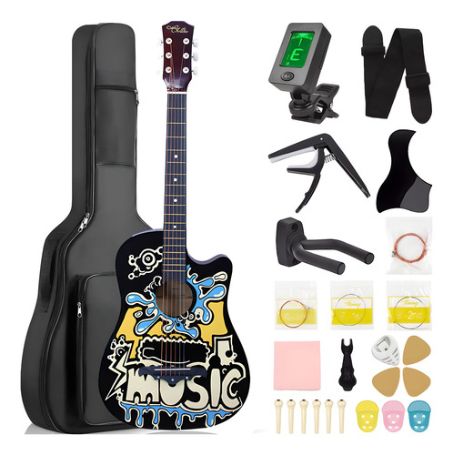 Guitarra Acústica Clasica 38 Inch Con Funda Y Accesorios