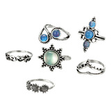 Juego De 6 Anillos De Plata Para Mujer Estilo Bohemio Vint