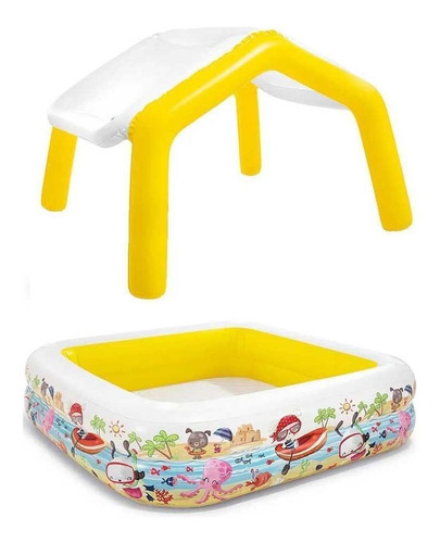 Kit De Piscina Inflable Con Cubierta Extraíble Y Bomba De Aire Intex