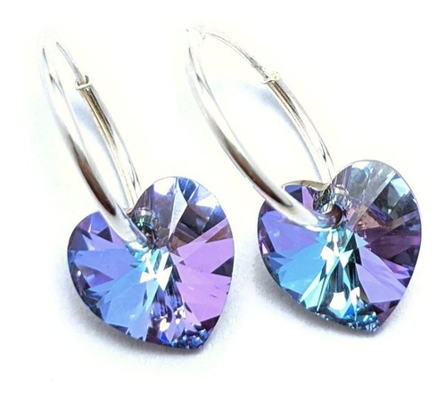 Aros Cristal Swarovski Corazon Cubanos Plata 925