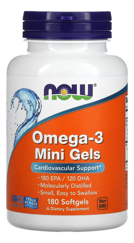 Ômega-3 Mini Gels 180epa/120dha Now Foods 180soft Importado