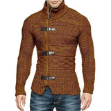 Men's Casual Sweater Jacket With Leather Ring