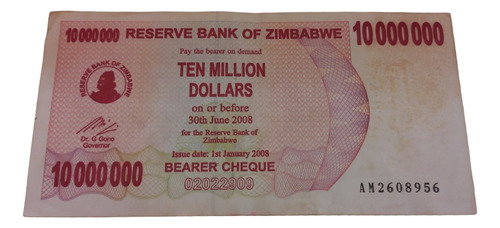 Billetes Zimbabwe 10.000.000