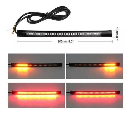 Kit 5x Fita Led Flexivel 48 Leds Lanterna Pisca Freio Moto