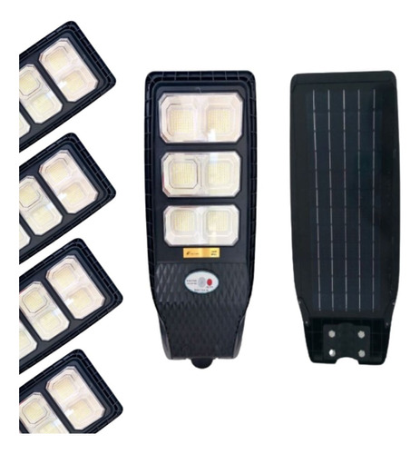 Kit 05 Luminária Solar 300w Led Pública Poste Branco Frio