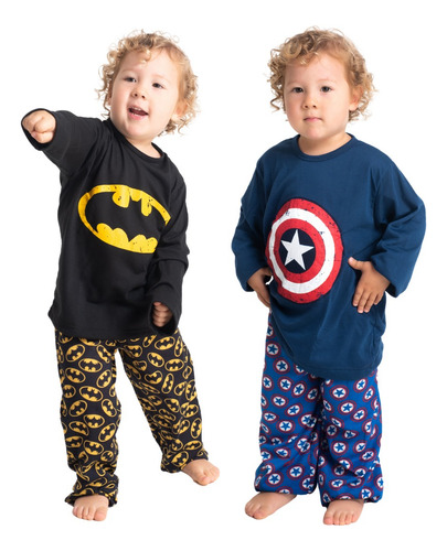 Kit 2 Pijama Infantil Personagem Super Herói Festa Do Pijama