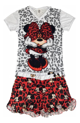 Pijama Estampa Da Minnie E Mickey Da Ak Sports - Tamanho P