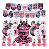 Set Globos Cumpleaños Black Pink 