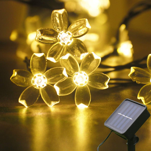 Guirnalda De Luces Solares De Flores Para Exteriores, Imperm