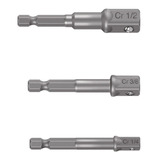 Adaptadores Dados 1/4'', 3/8'' Y 1/2'' P/ Taladro 