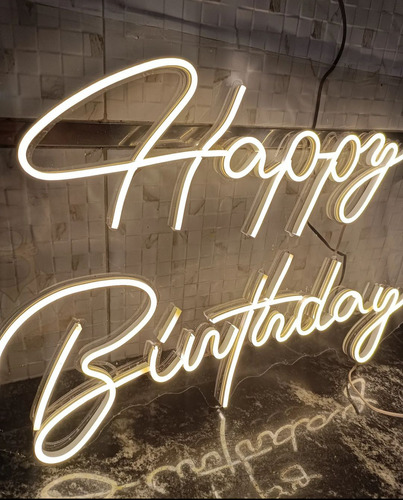 Happy Birthday Cartel Luminoso Para Decoracion