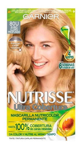 Kit Tintura Garnier  Nutrisse Coloríssimos Mascarilla Nutricolor Permanente Tono 80u Rubio Claro Profundo Para Cabello