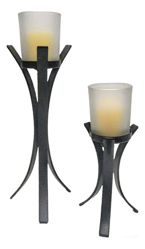  Porta Velas De Herrería Candelabro Bonanza Style Set. 2 Pzs