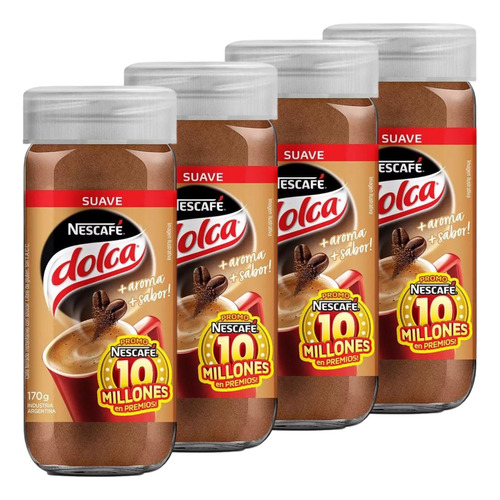 Cafe Instantaneo Nescafe Dolca Suave Frasco X 170 Gr X4u