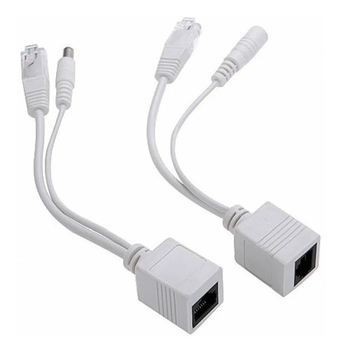 Par De Cabo Adaptador Injetor Poe Rj45 Macho E Fêmea 20 Cm