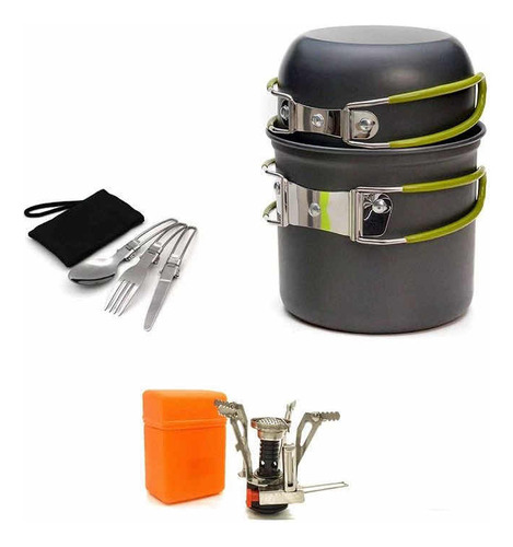 Kits Ollas Cocinilla Camping 5 Piezas Cubiertos