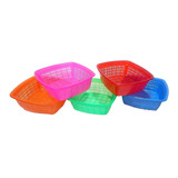  5 Cestos Escurridor Multiusos Plastico Cuadrado De 21x21cm 