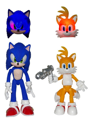 Sonic The Hedgehog, Sonic Y Tails Articulados Con Luz 25 Cm