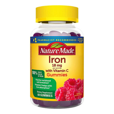 Nature Made Iron Hierro 18 Mg Con Vitamina C 60 Gomitas Sabor Frambuesa | Envío gratis