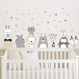 Sticker Vinilo Decorativo Para Pared Animales Bosque Lado