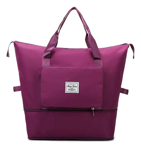 Bolsa Esportiva Mala Feminina Treino Yoga Viagem Espaçosa Cor Roxo Cor Da Correia De Ombro Roxo Desenho Do Tecido Liso