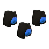 Kit 3 Shorts Gel Silicone 3d Coolmax Azul Ciclismo Bicicleta