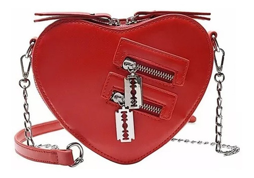 Bolso Gótico En Forma De Corazón Con Cadena