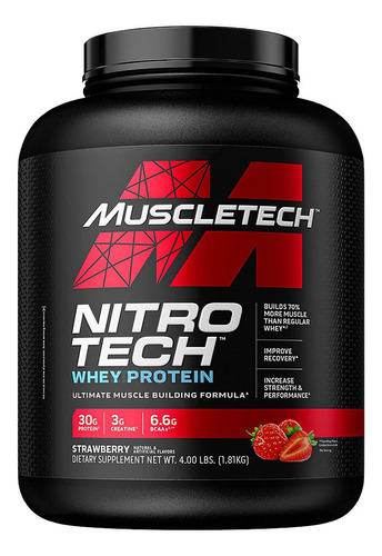 Suplemento En Polvo Muscletech  Nitro Tech Whey Protein Proteína Sabor Strawberry En Frasco De 1.81kg