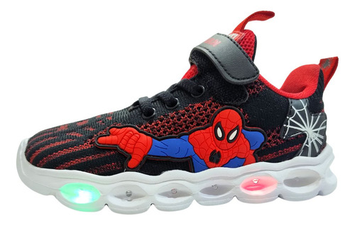 Zapatilla Marvel Hombre Araña Spiderman Luz Led Abrojo 02604