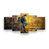 Quadros Decorativos Pintura Saxofonista Mosaico Sala Quarto 