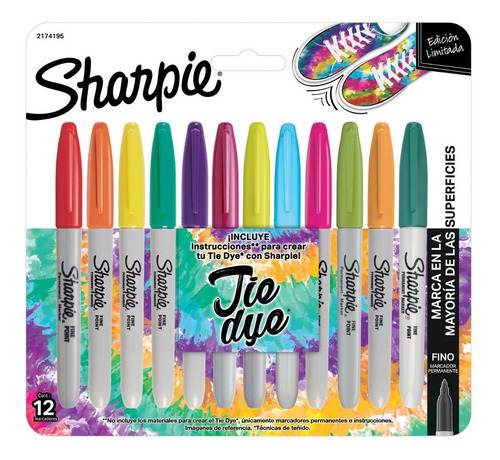 Kit De Fibras Sharpie Marcadores Tie Dye X12 Colores