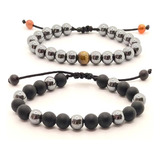 Juego Pulsera Hombre Ajustable Piedra Natural Moda Caballero