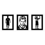 Cuadro Messi Pared Negro 20 X 26 Cms Set 3 Unidades 