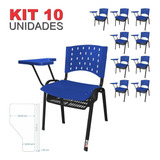 Kit 10 Universitária Escolar C/ Prancheta Plástica Azul