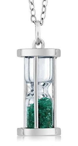 Colgante De Reloj De Arena De Plata Esterlina Con Polvo Esme