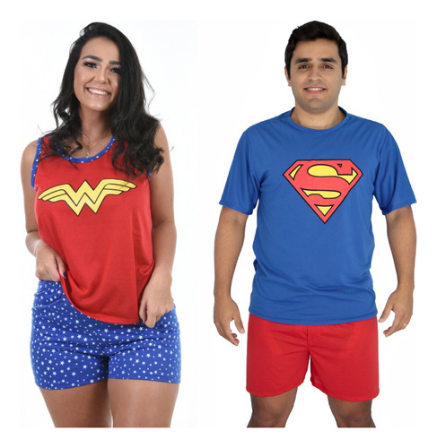 Kit Pijama Casal Curto Verão Feminino Masculino Combo Dormir