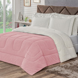 Coberdrom Casal Queen Veneza Manta Sherpa Fleece 180 Fios Cor Rose Desenho Do Tecido Liso