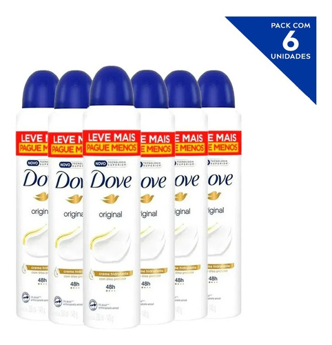 Kit Com 6 Desodorantes Dove Original Aerossol 250ml