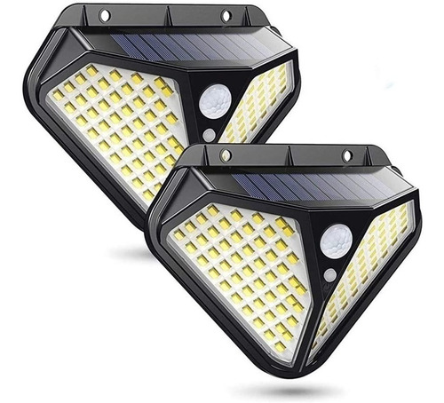 Pack X 2 Lampara Led Solar 102 Led Blanco Frio Aplique