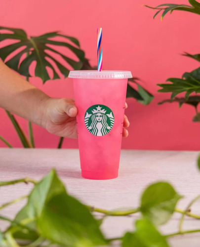 Vaso Starbucks Reusable Cambia De Color 