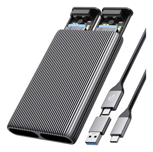 Orico Dual M.2 Nvme Ngff Sata Ssd, Aluminum Usb3.2 Gen2 1...