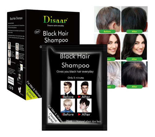 Shampoo Colorante Negro Para Cubrir Canas En 5 Minutos 10sob