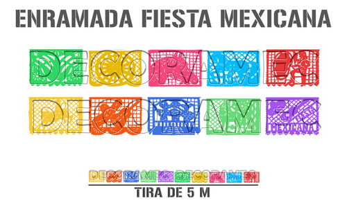 Decoración Papel Picado Toda Ocasión Tira 5.50 M Paq 10 Plas